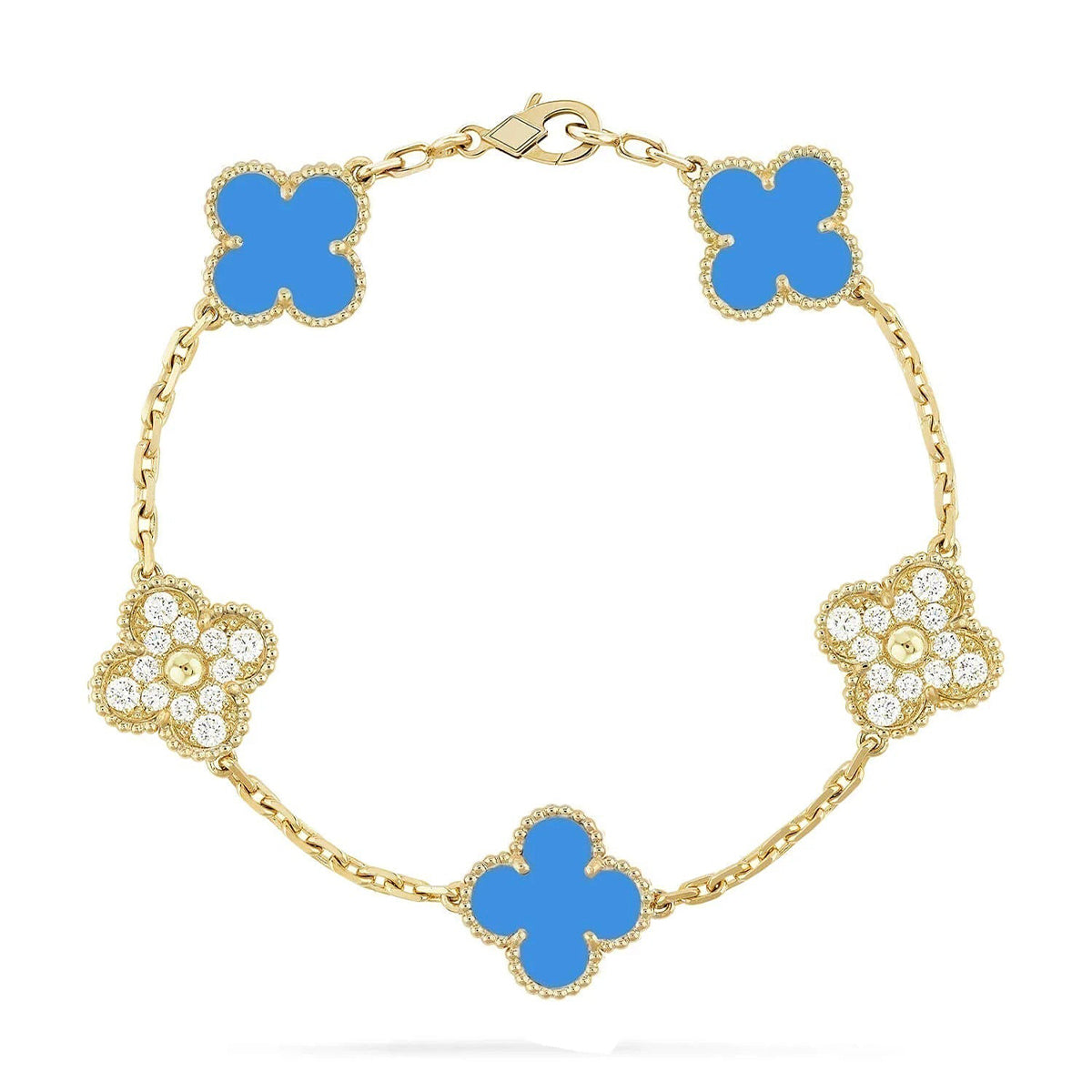 [⭐Spark] CLOVER 5 MOTIF BLUE AGATE BRACELET COLLECTION