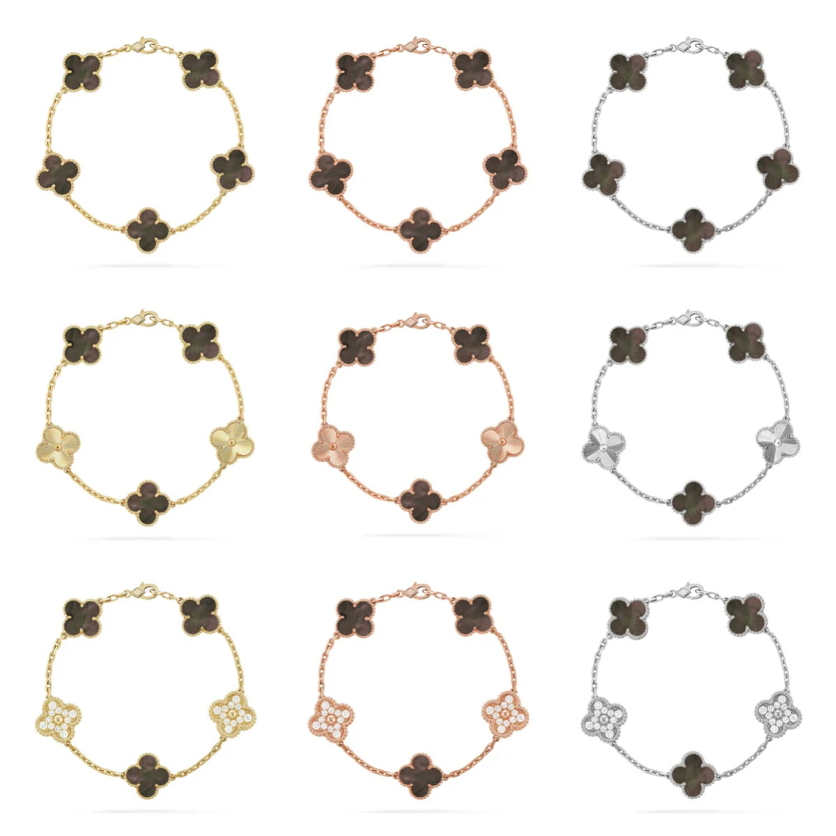 [⭐Spark] CLOVER 5 MOTIF GRAY MOP BRACELET COLLECTION