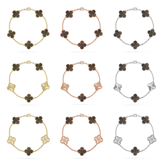[⭐Spark] CLOVER 5 MOTIF GRAY MOP BRACELET COLLECTION