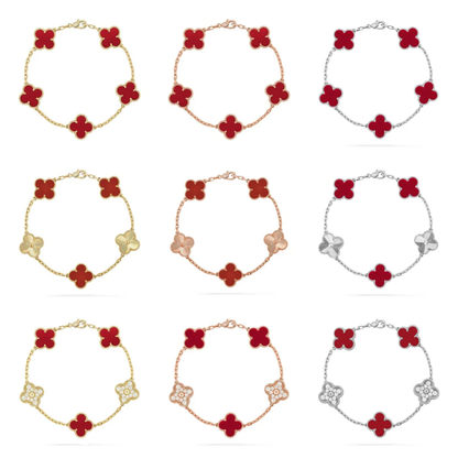 [⭐Spark] CLOVER 5 MOTIF RED CORNELIAN BRACELET COLLECTION