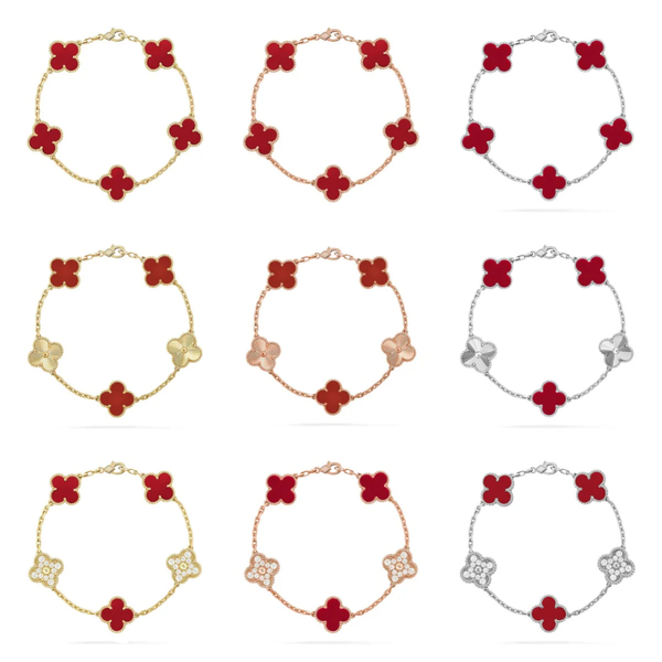 [⭐Spark] CLOVER 5 MOTIF RED CORNELIAN BRACELET COLLECTION