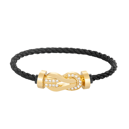 [⭐Spark]CHANCE LARGE 8 FIGURE BUCKLE HALF DIAMOND BRACELET GOLD
