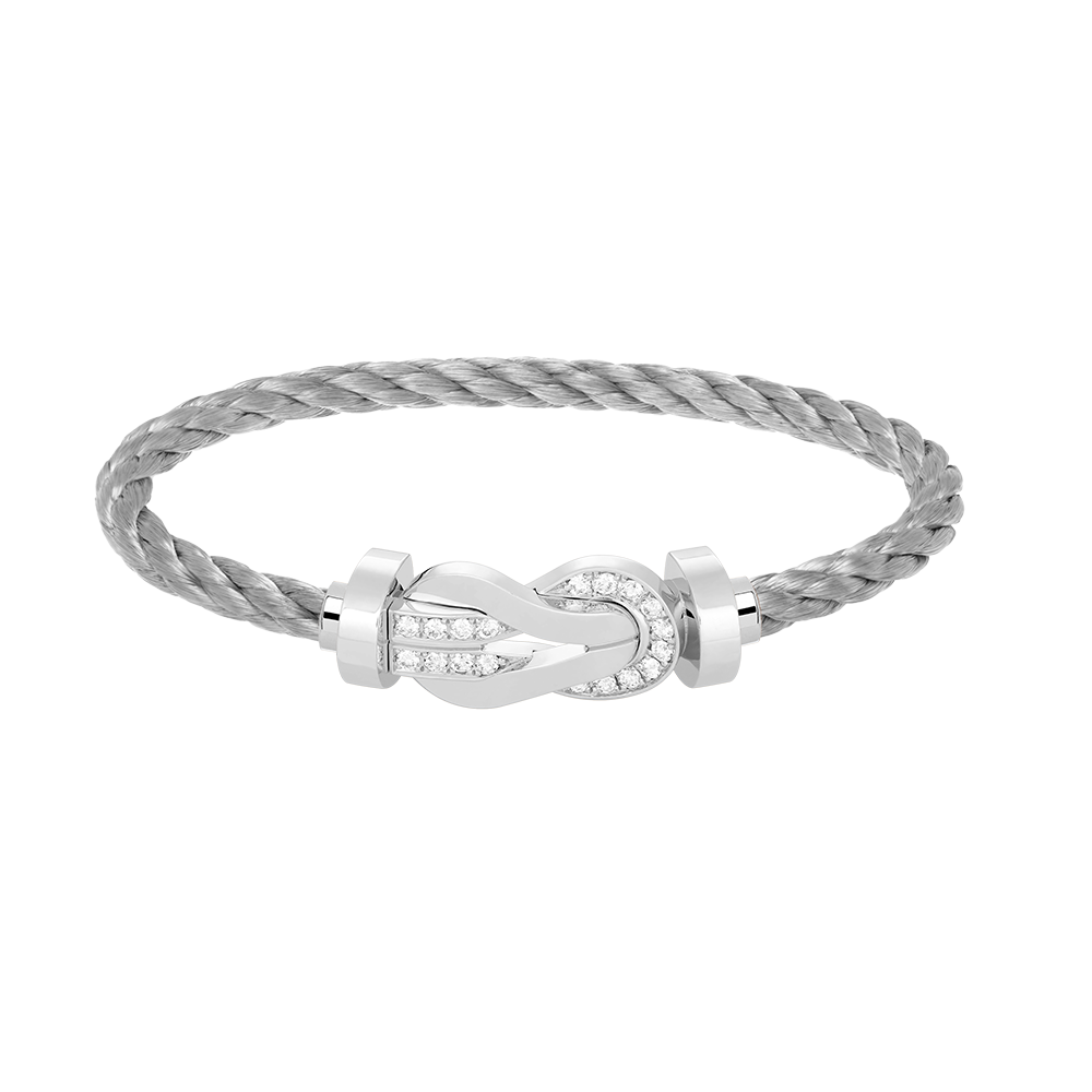 [⭐Spark]CHANCE LARGE 8 FIGURE BUCKLE HALF DIAMOND BRACELET SILVER