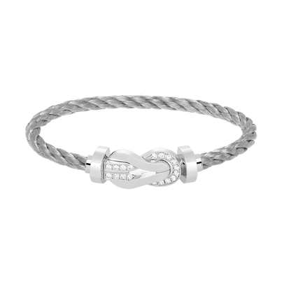 [⭐Spark]CHANCE LARGE 8 FIGURE BUCKLE HALF DIAMOND BRACELET SILVER