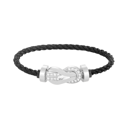 [⭐Spark]CHANCE LARGE 8 FIGURE BUCKLE HALF DIAMOND BRACELET SILVER