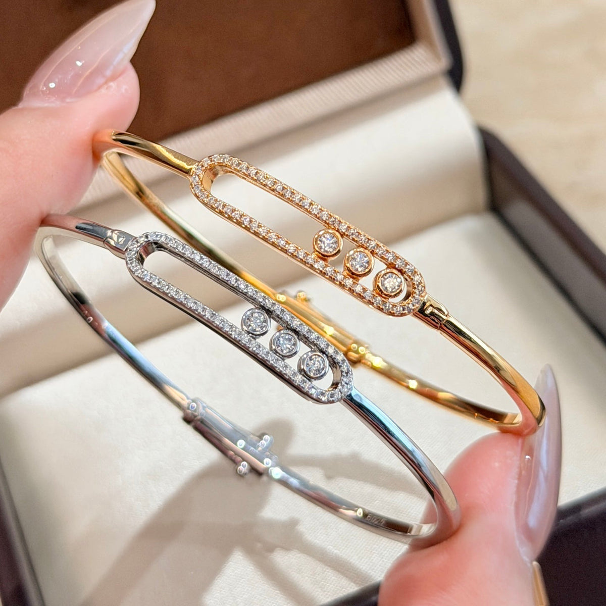 [⭐Spark]Move Pavé Diamond Bangle Bracelet M