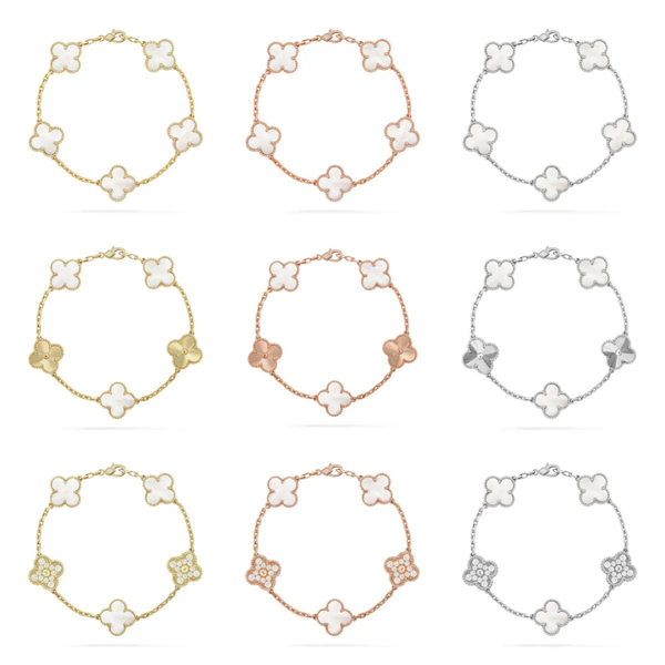 [⭐Spark]CLOVER WHITE PEARL MOP 5 MOTIF BRACELET COLLECTION