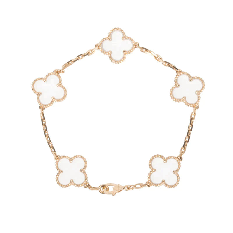 [⭐Spark]CLOVER 5 MOTIF ROCK CRYSTAL BRACELET