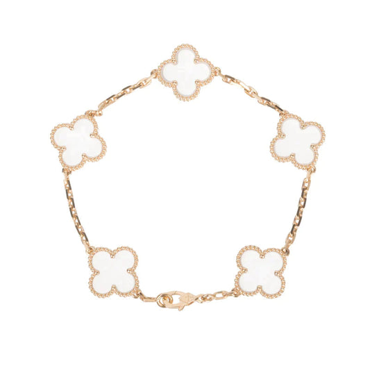 [⭐Spark]CLOVER 5 MOTIF ROCK CRYSTAL BRACELET