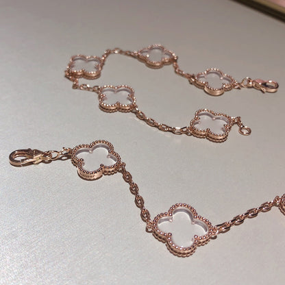 [⭐Spark]CLOVER 5 MOTIF ROCK CRYSTAL BRACELET