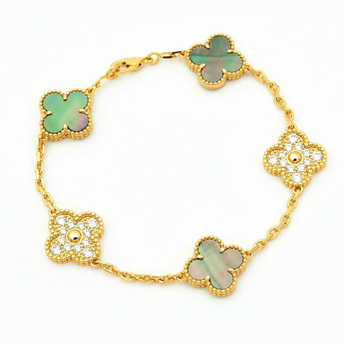[⭐Spark] CLOVER 5 MOTIF GRAY MOP BRACELET COLLECTION