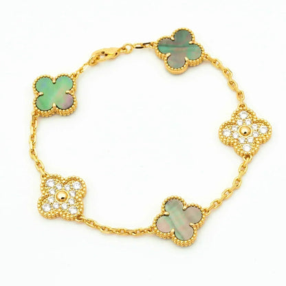 [⭐Spark] CLOVER 5 MOTIF GRAY MOP BRACELET COLLECTION