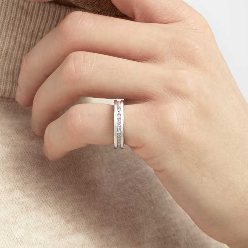 [⭐Spark]ZERO 1 ONE-BAND PAVED DIAMONDS ON THE SPIRAL RING
