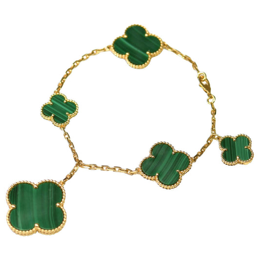 [⭐Spark]MAGIC CLOVER MALACHITE GOLD BRACELET 5 MOTIFS