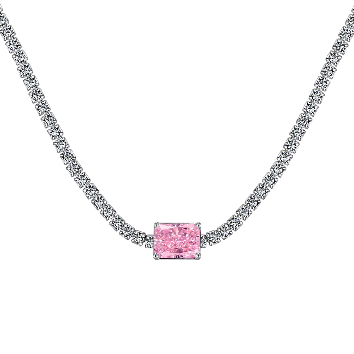 [Spark Jewelry]2.0 carat Ornate Emerald Cut Necklace