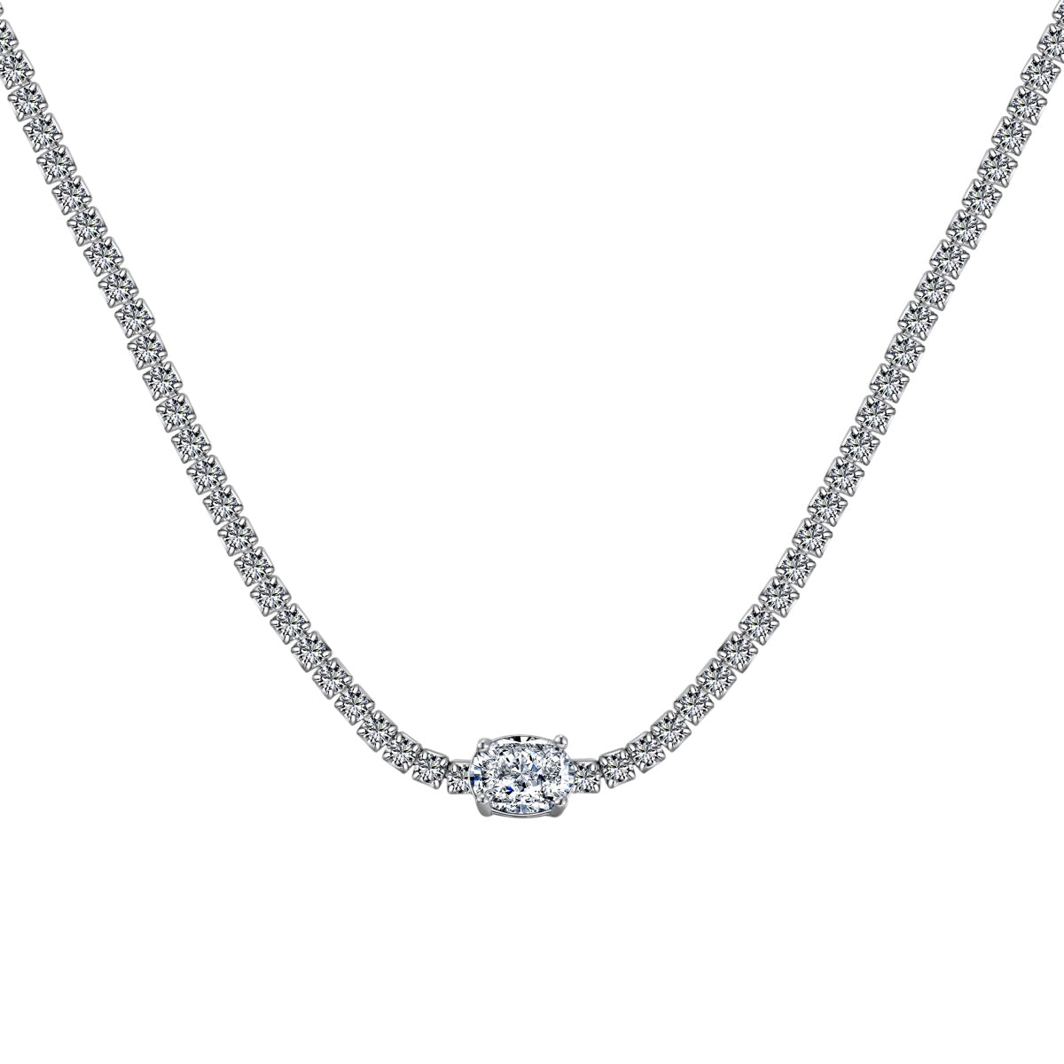 [Spark Jewelry]1.0 Carat Shining Oval Cut Necklace