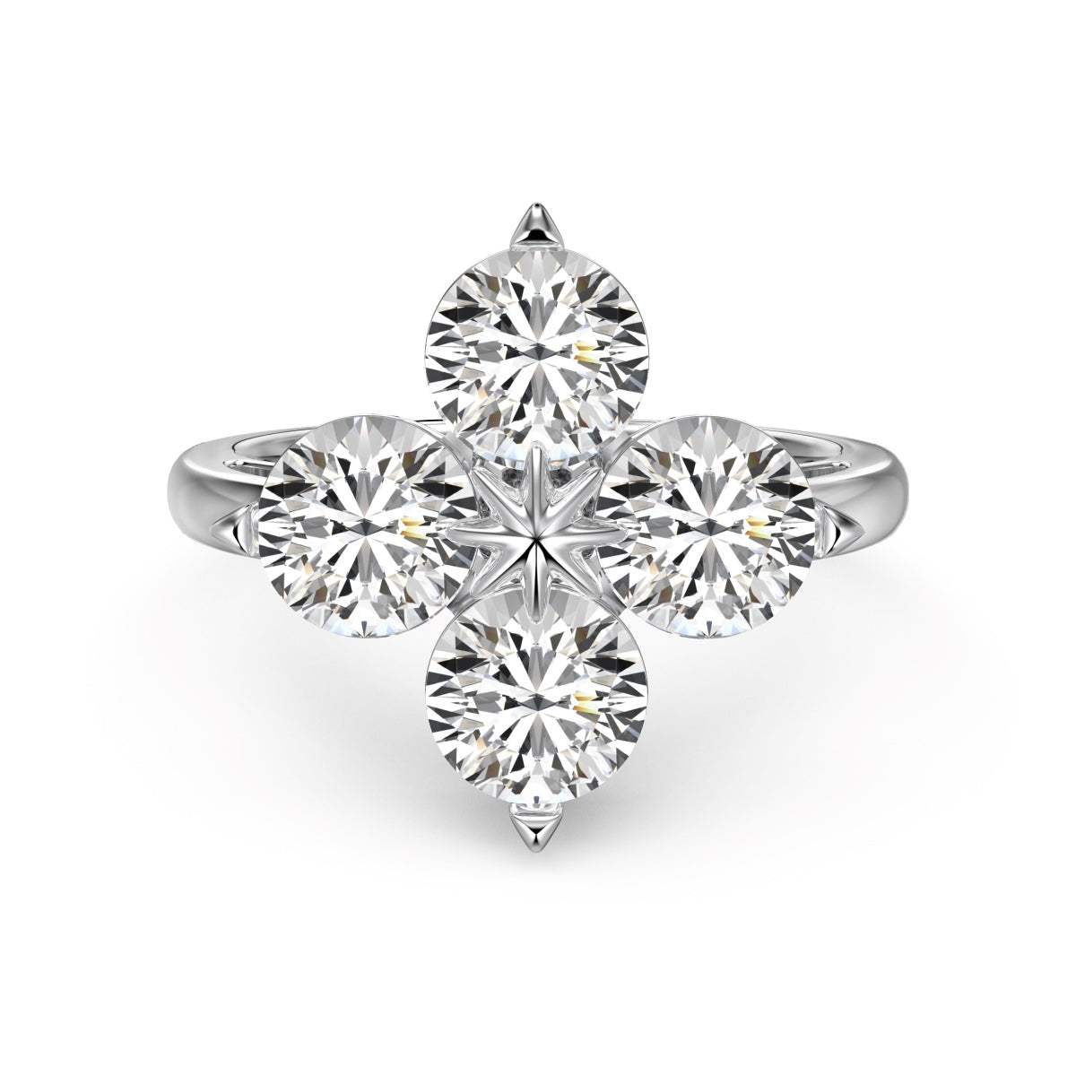 [Spark Jewelry]Four-Leaf Clover Eight-Pointed Star Ring