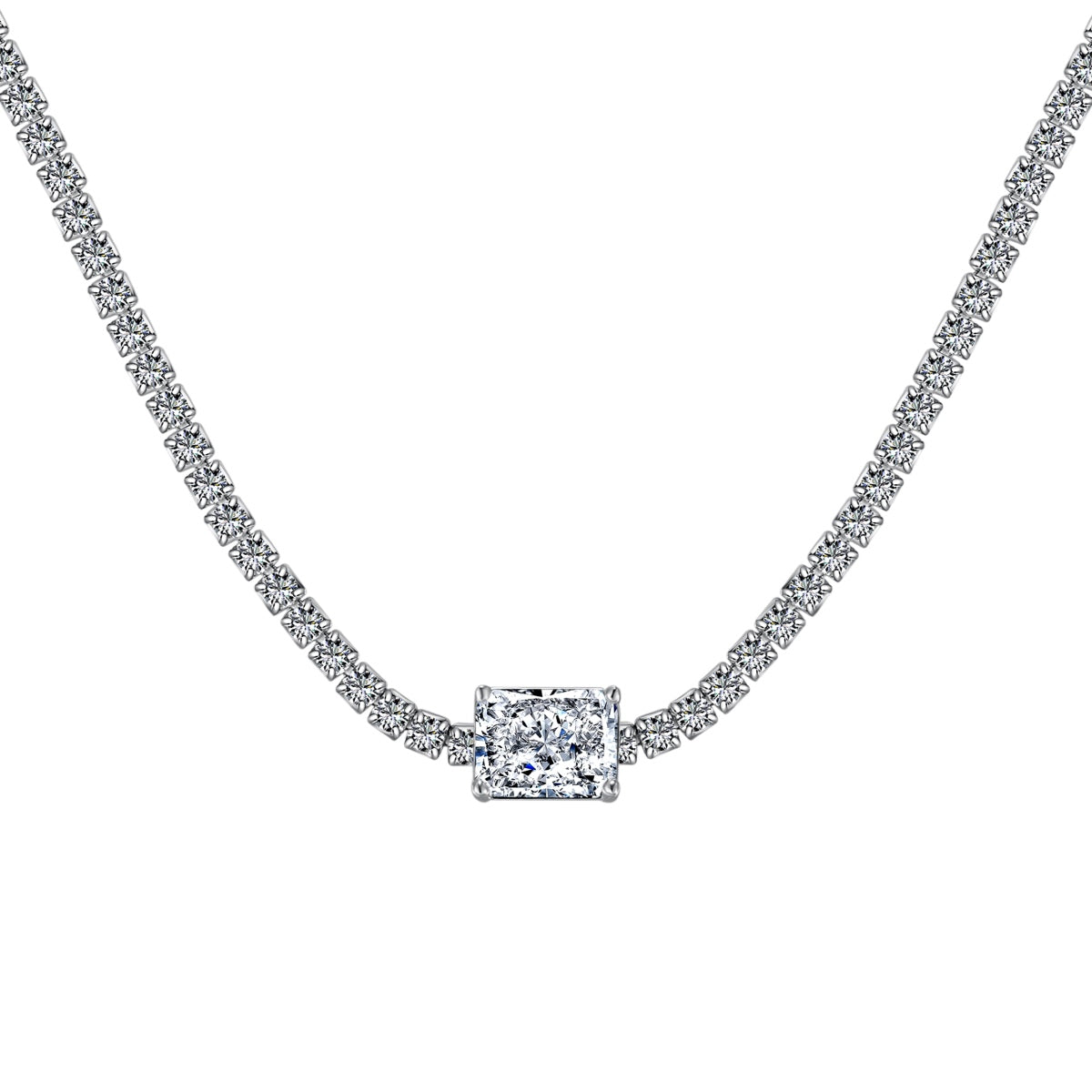 [Spark Jewelry]2.0 carat Ornate Emerald Cut Necklace