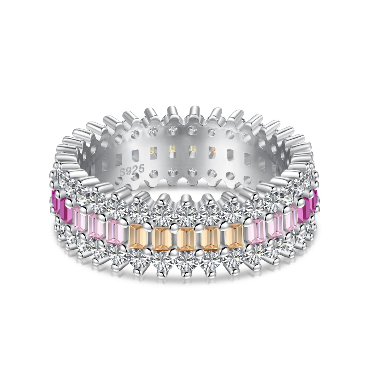 [Spark Jewelry]Ornate Colorful Radiant Cut Daily Ring