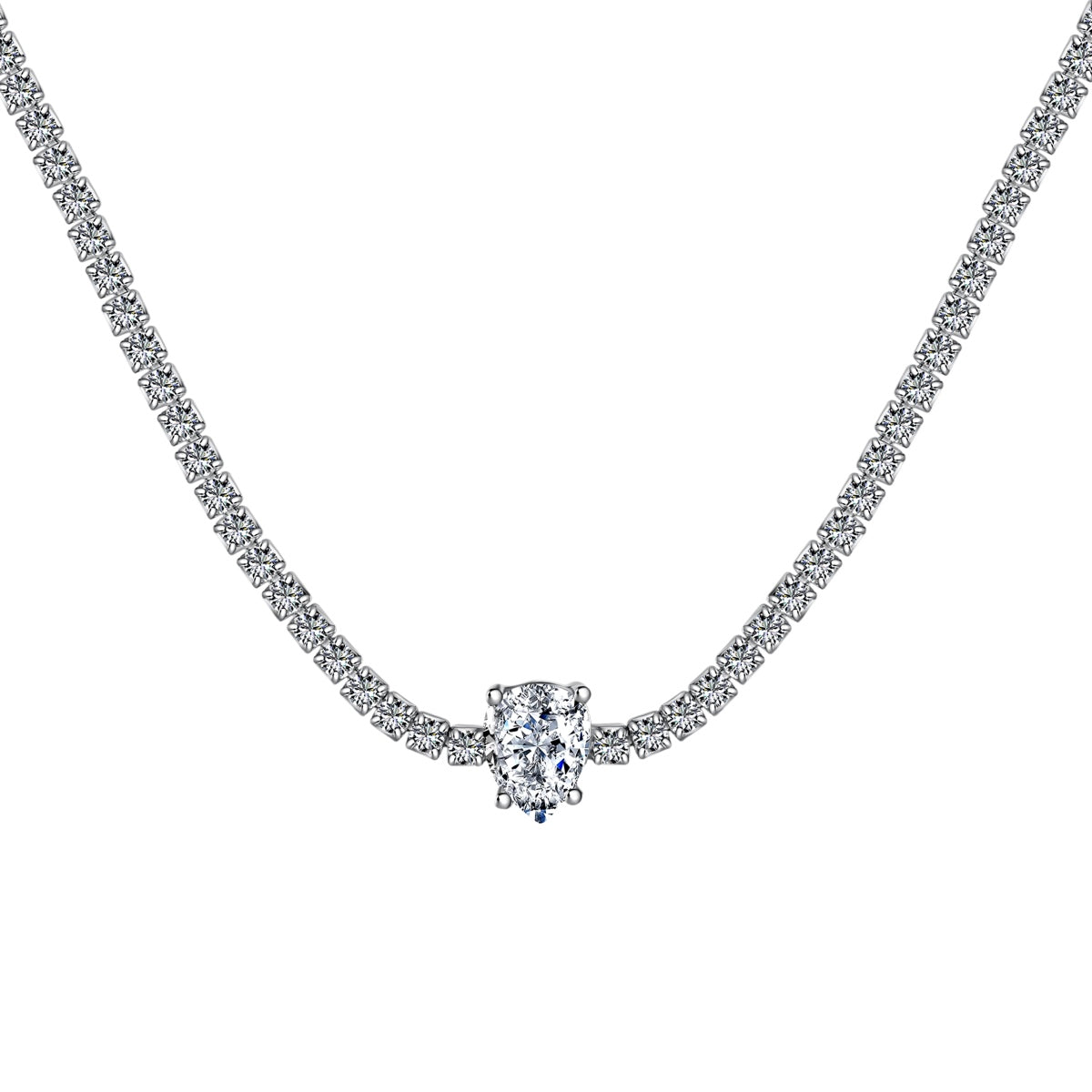 [Spark Jewelry]1.0 carat Unique Pear Cut Tennis Necklace
