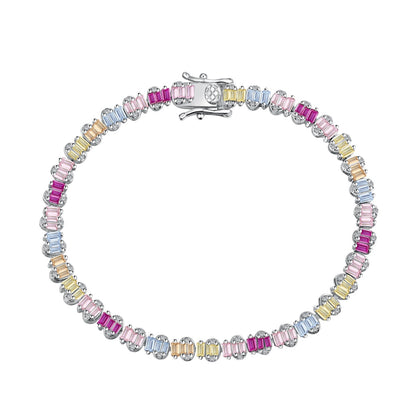 [Spark Jewelry]Delicate Colorful Emerald Cut Party Bracelet