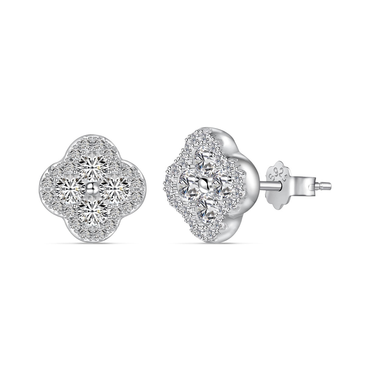 [Spark Jewelry]Four-Leaf Clover Flower Shaped Earrings