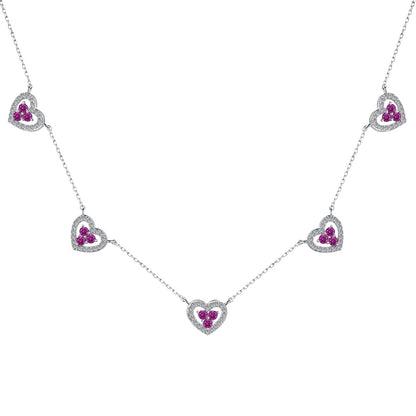 [Spark Jewelry]Sparkling Five Heart Necklace