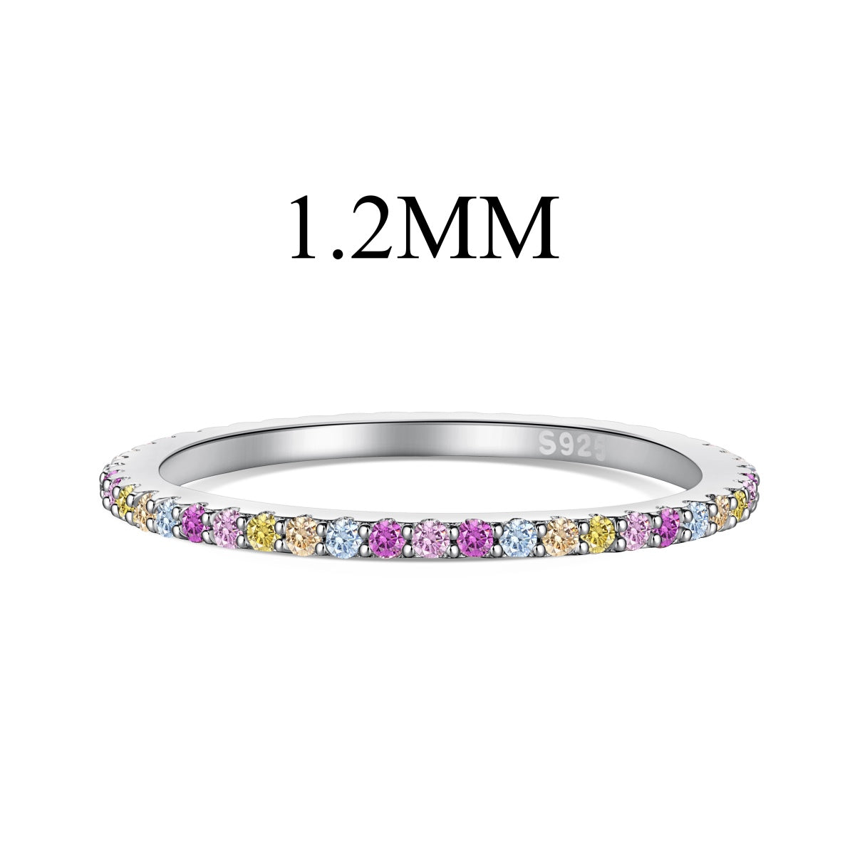 [Spark Jewelry]Ornate Colorful Round Cut Tennis Ring