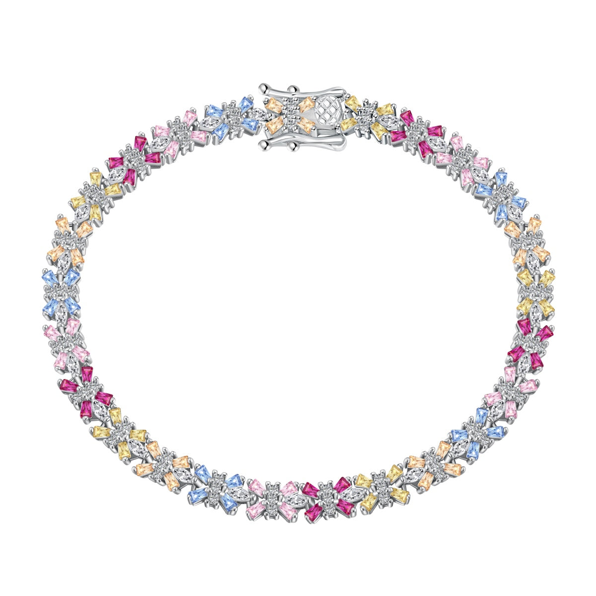 [Spark Jewelry]Radiant Colorful Emerald Cut Party Bracelet