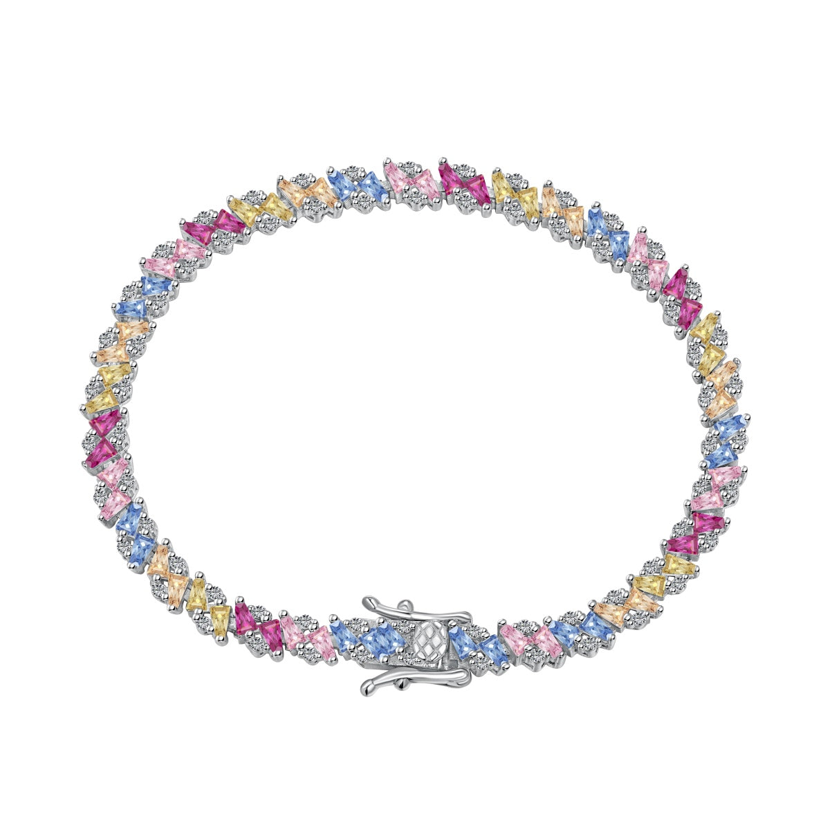 [Spark Jewelry]Ornate Sparkling Multi Cut Party Bracelet