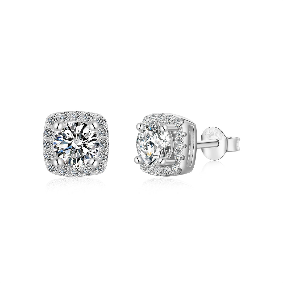 [Spark Jewelry]Classic Round Center Stone Stud Earrings