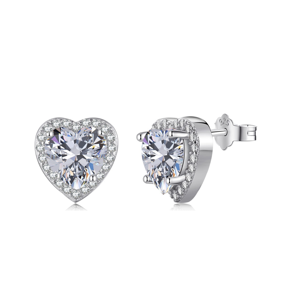 [Spark Jewelry]Sparkling Heart Shape Lover Earrings