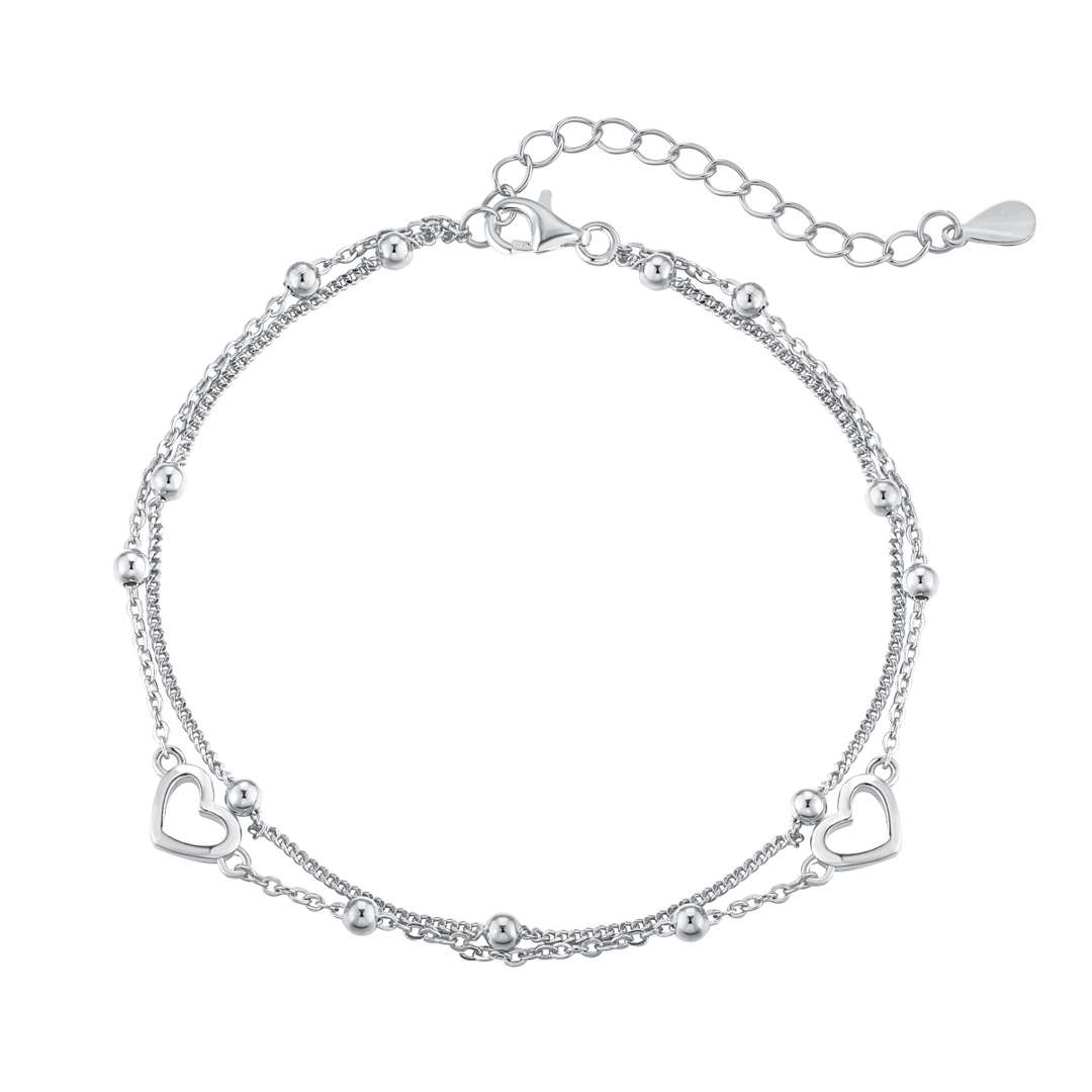 [Spark Jewelry]Dainty Double Layer Love Heart Bracelet