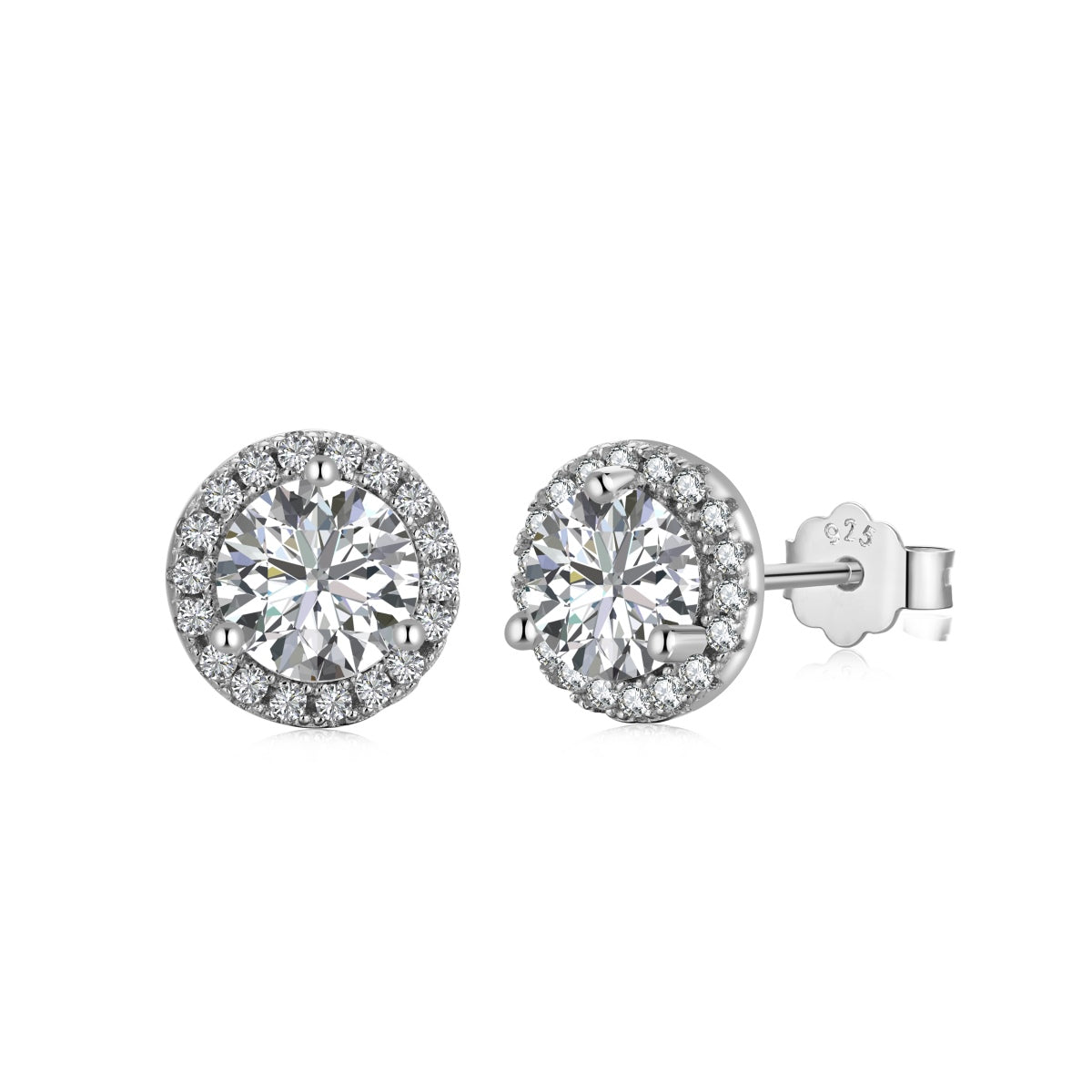 [Spark Jewelry]Classic Princess Round Shape Earrings