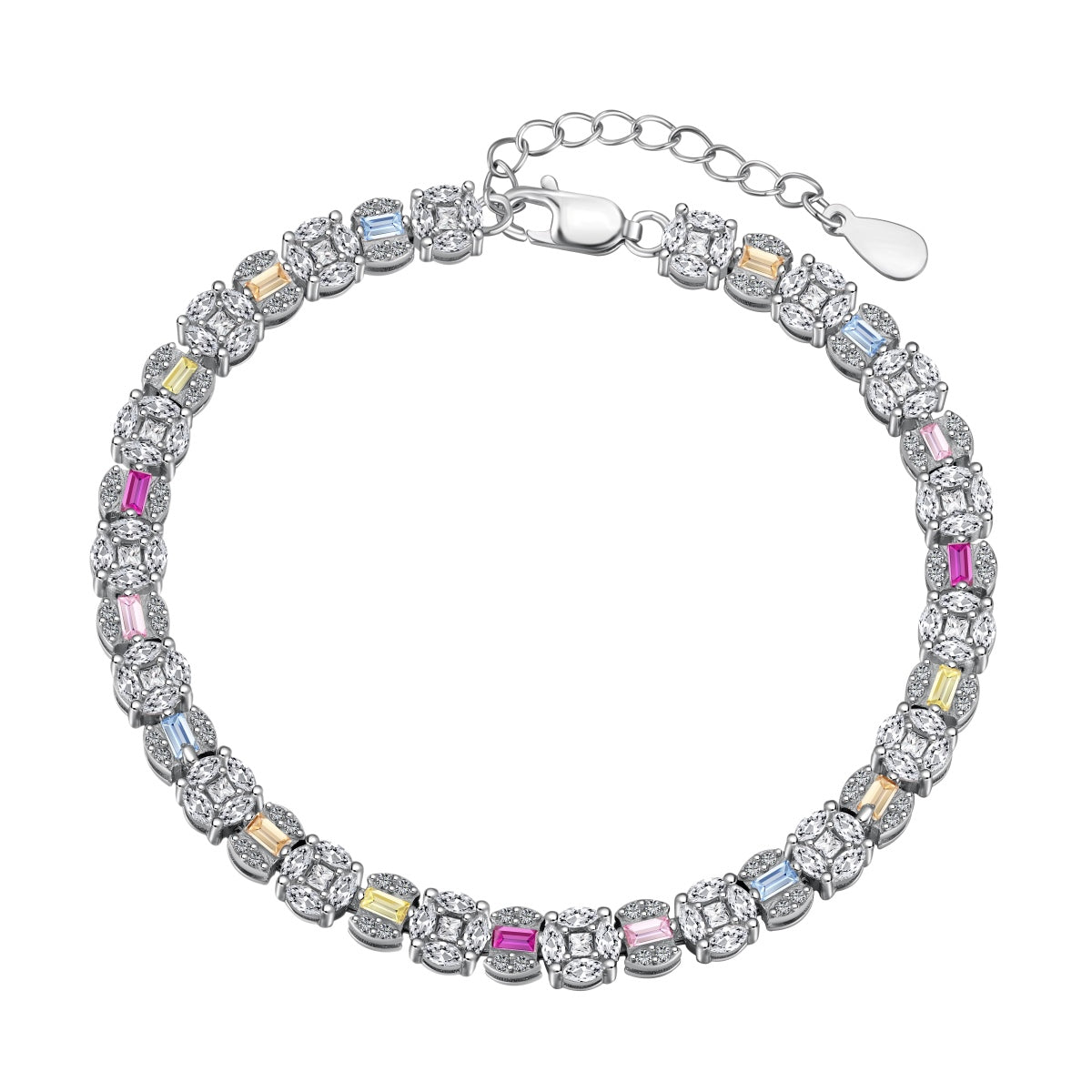 [Spark Jewelry]Dazzling Radiant Multi Cut Daily Bracelet