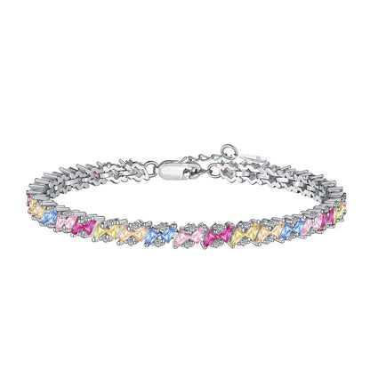 [Spark Jewelry]Ornate Sparkling Multi Cut Party Bracelet