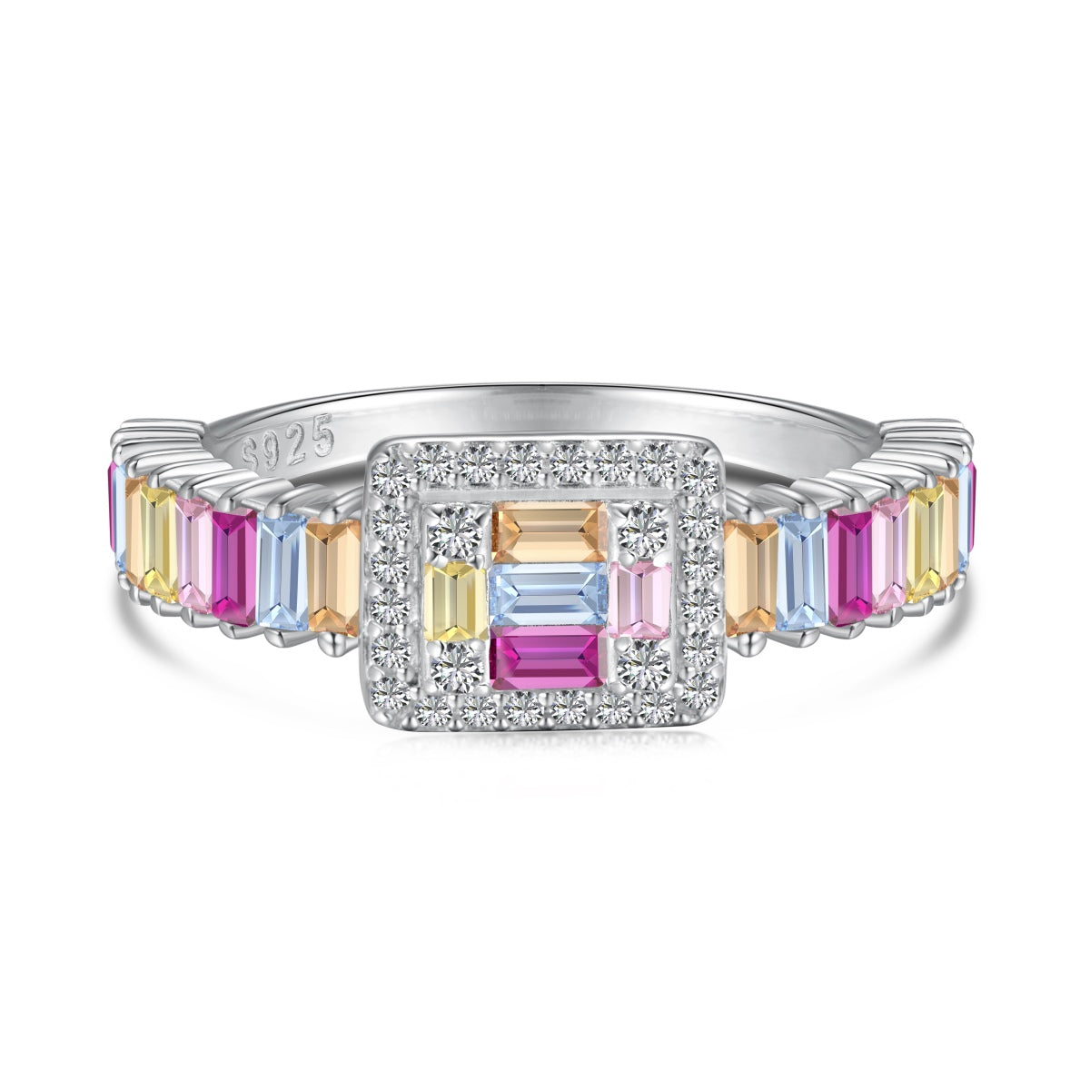 [Spark Jewelry]Exquisite Colorful Radiant Cut Party Ring