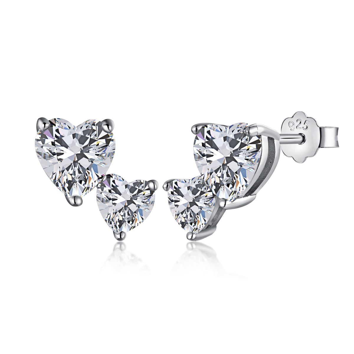 [Spark Jewelry]Double Heart-Shape Classic Princess Style Earrings