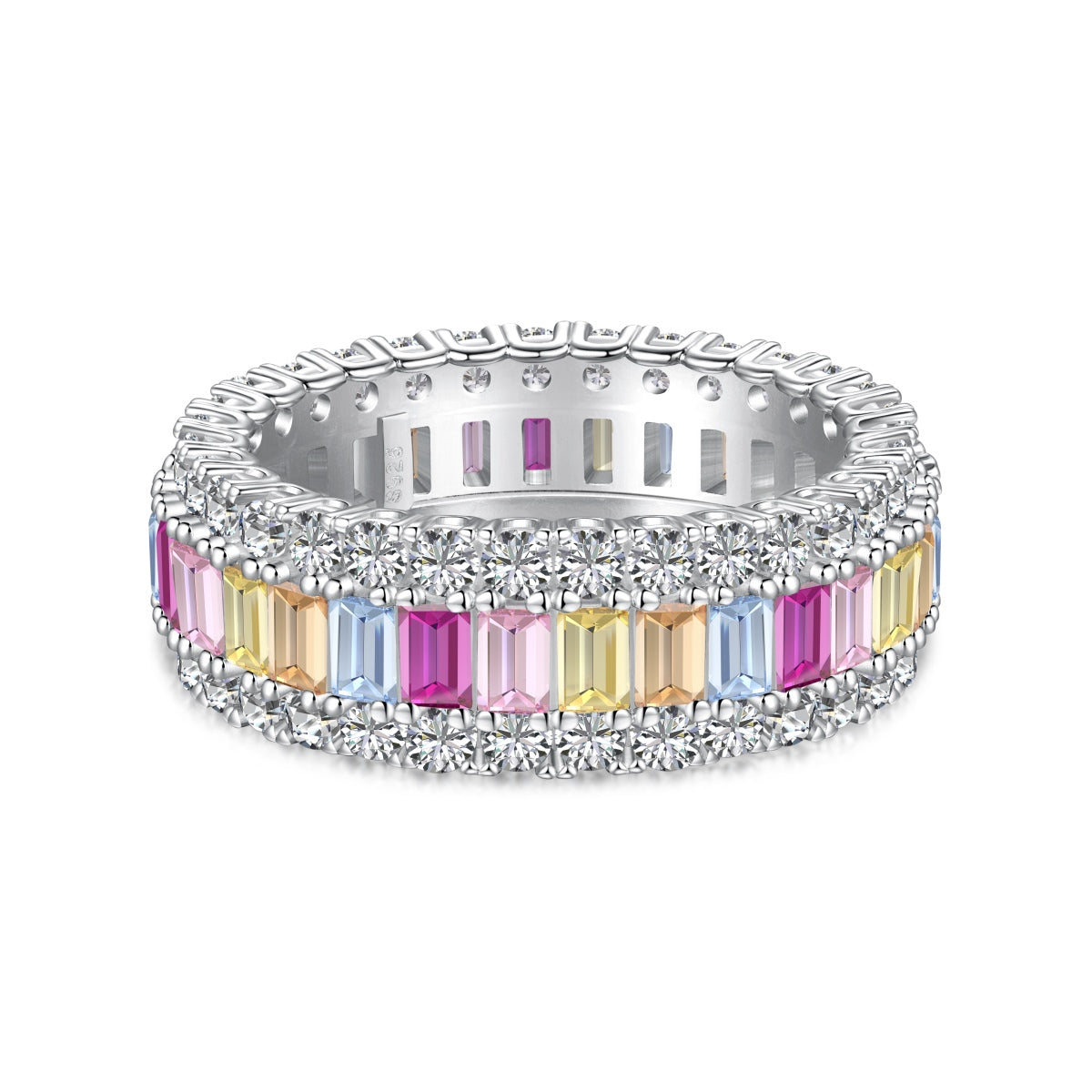 [Spark Jewelry]Dainty Colorful Radiant Cut Daily Ring