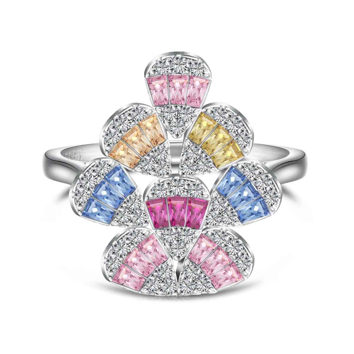 [Spark Jewelry]Sparkling Colorful Water Drop Shape Daily Ring