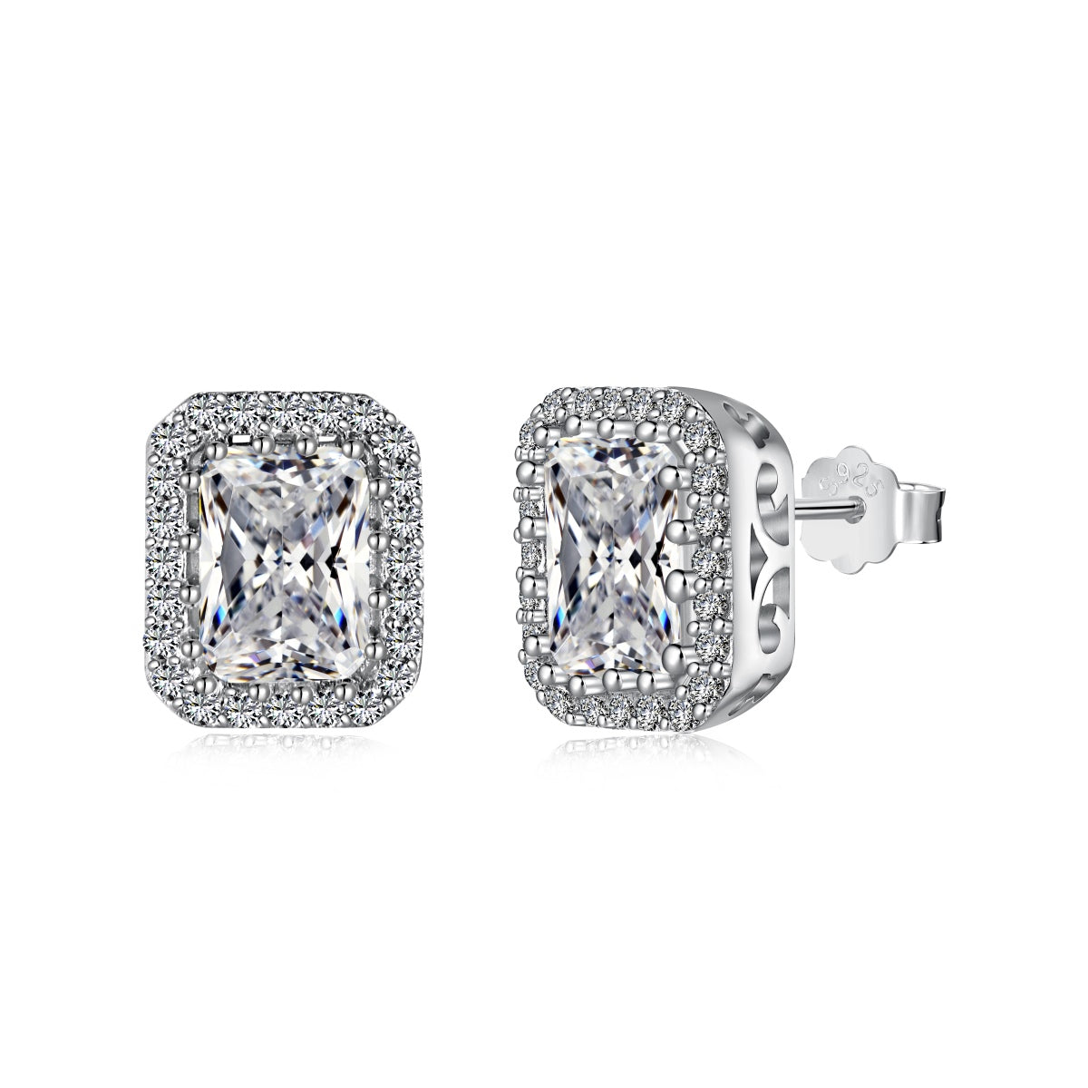 [Spark Jewelry]1.0 Carat Luxurious Dainty Emerald Cut Daily Earrings
