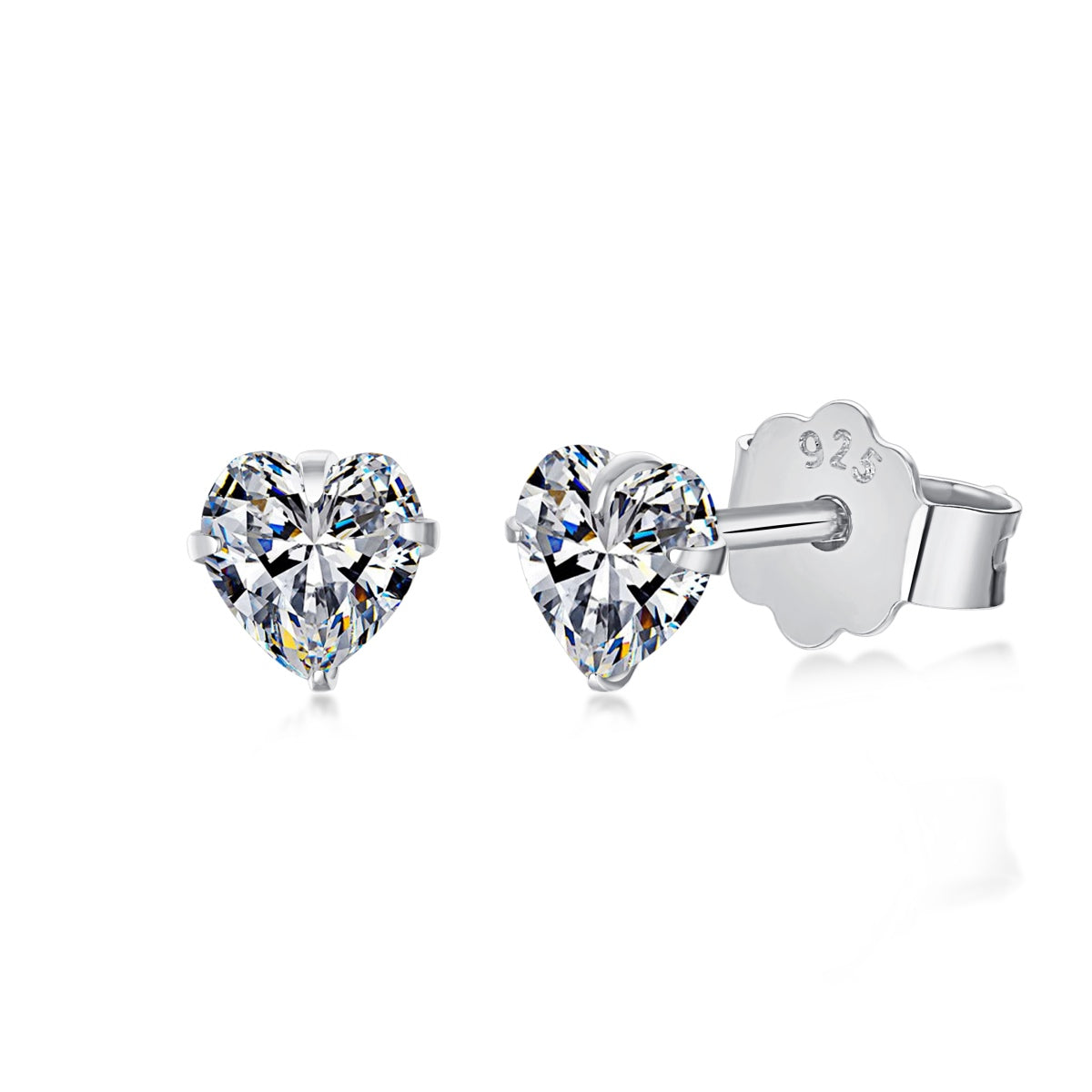 [Spark Jewelry]Sparkling Heart Shaped Simple Earrings