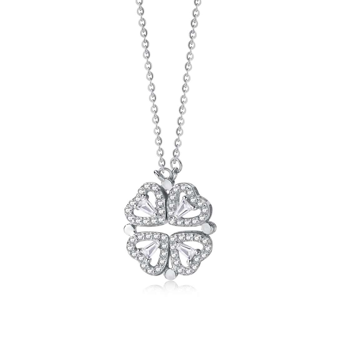 [Spark Jewelry]Ornate Heart Cut Flower Shape Necklace