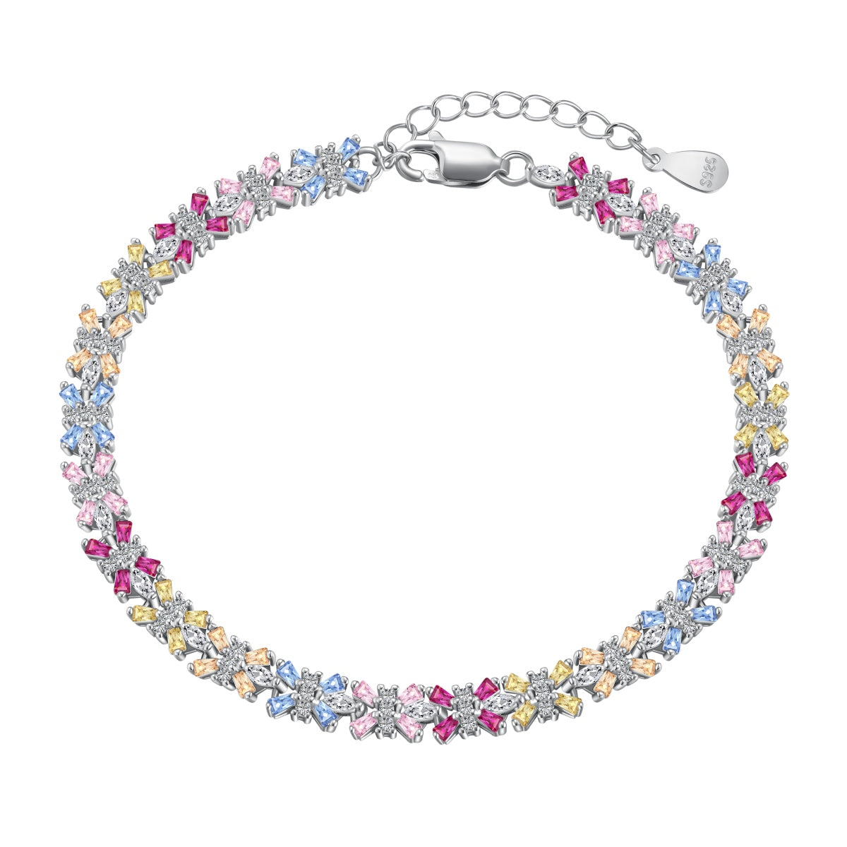 [Spark Jewelry]Radiant Colorful Emerald Cut Party Bracelet