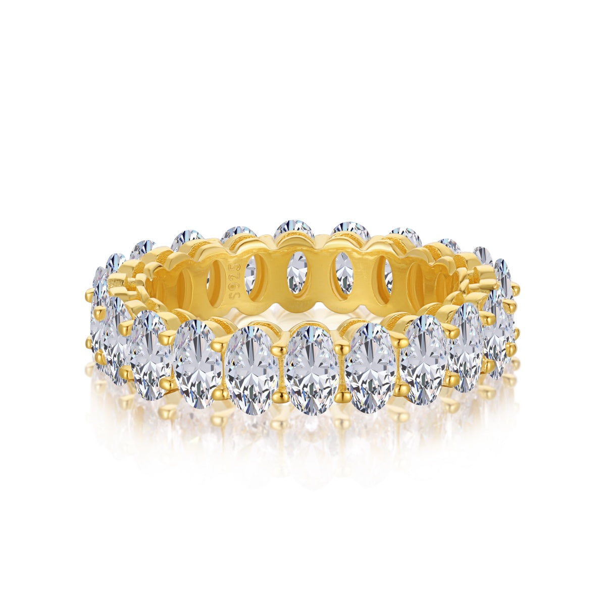 [Spark Jewelry]Ornate Oval Cut Tennis Ring