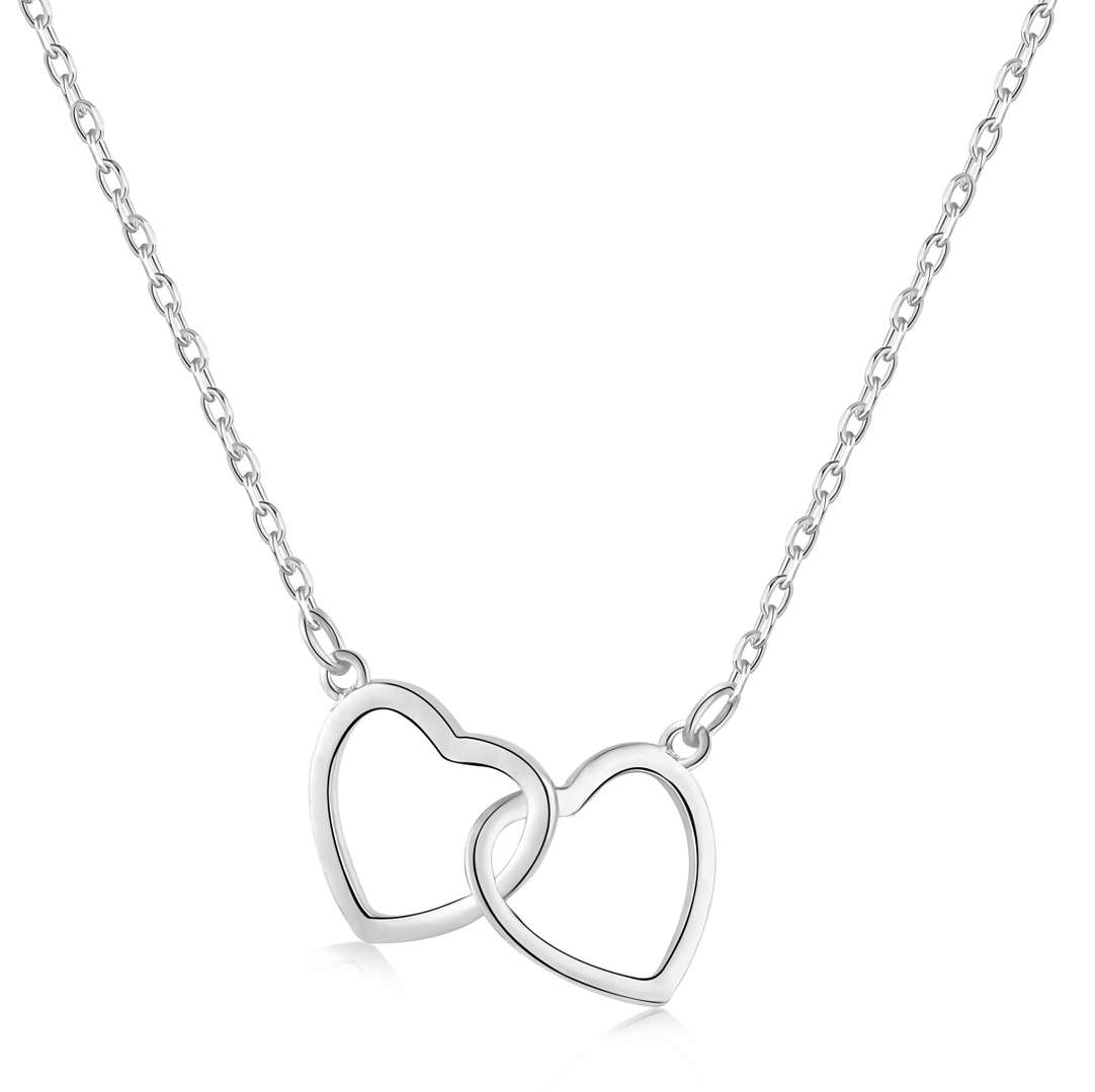 [Spark Jewelry]Sterling Silver Love Double Ring Necklace