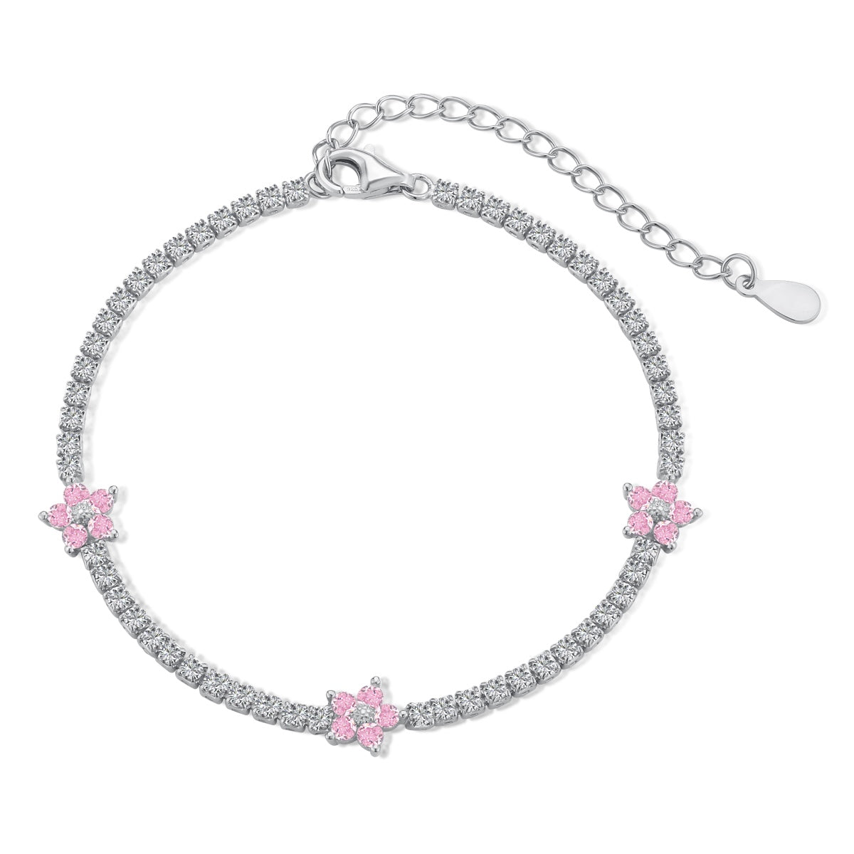 [Spark Jewelry]Sparkling Flower Shape Tennis Bracelet
