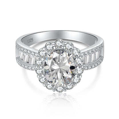 [Spark Jewelry]1.5 Carat Dazzling Charming Oval Cut Banquet Ring