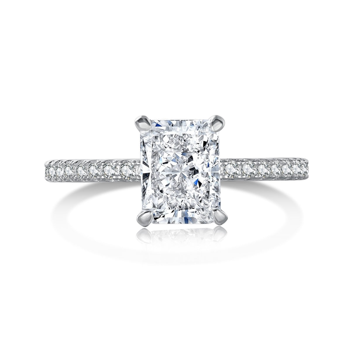 [Spark Jewelry]2.0 Carat Dazzling Sparkling Radiant Cut Party Ring