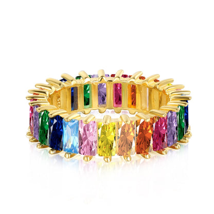 [Spark Jewelry]Unique Colorful Radiant Cut RIng
